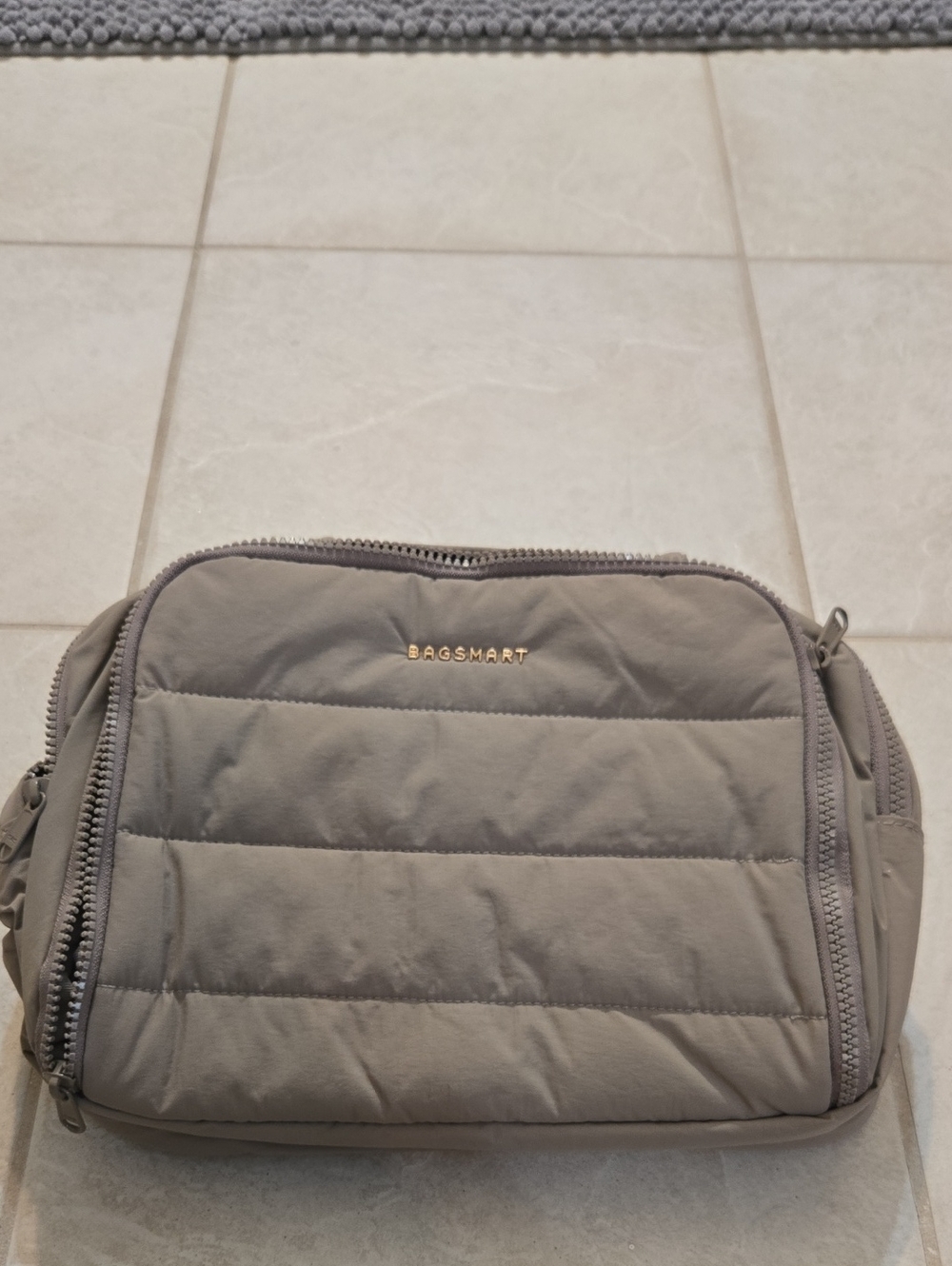 Bagsmart Quilted Travel Tote Bag in Taupe